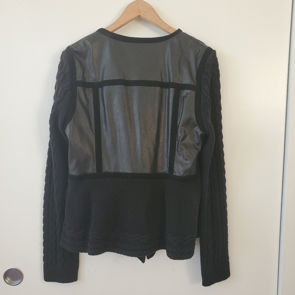 Elevenses Hiroumi Faux leather Knit Moto Jacket LG - Picture 5 of 7
